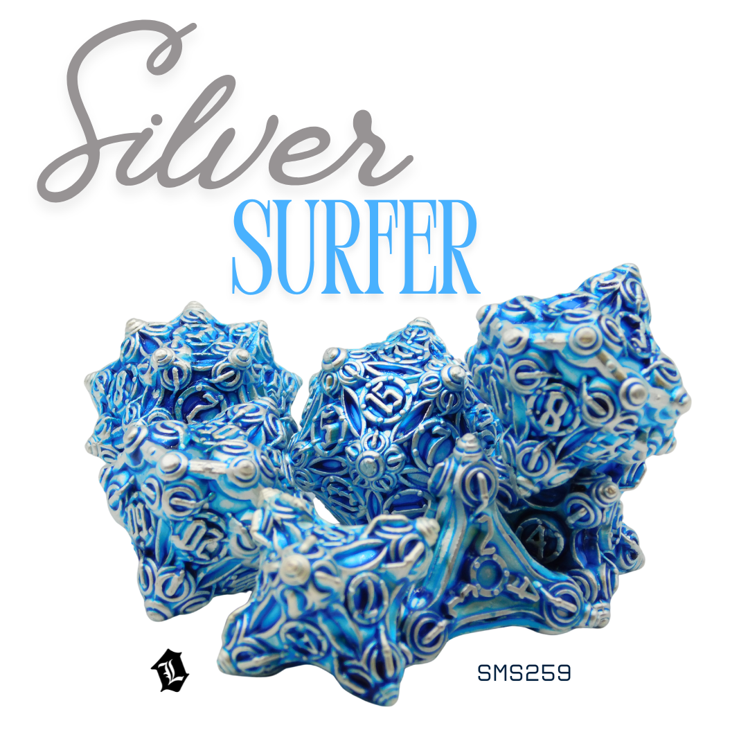 [SILVER SURFER] 7PC SOLID METAL DICE SET
