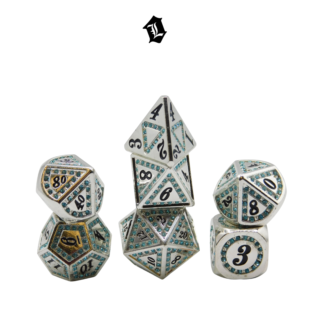 [FROSTED GLACIER] 7PC SOLID METAL DICE SET