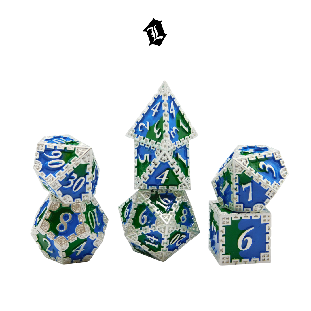 [AROUND THE GLOBE] 7PC SOLID METAL DICE SET