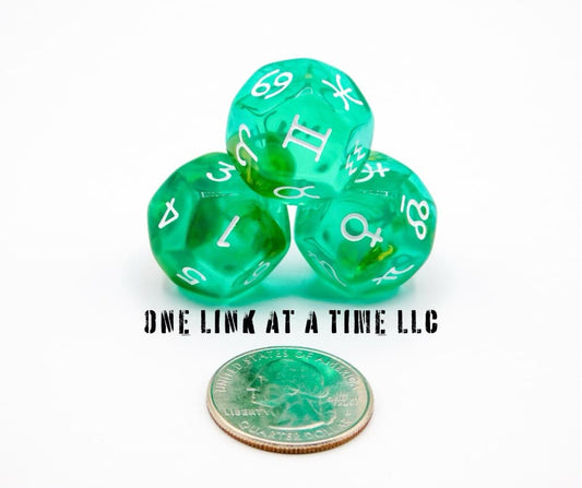3PC SET OF ASTROLOGY [ASTRO] DICE - TRANSLUCENT GREEN