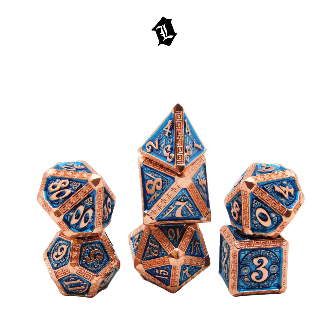 [BLUE ENIGMA] 7PC SOLID METAL DICE SET