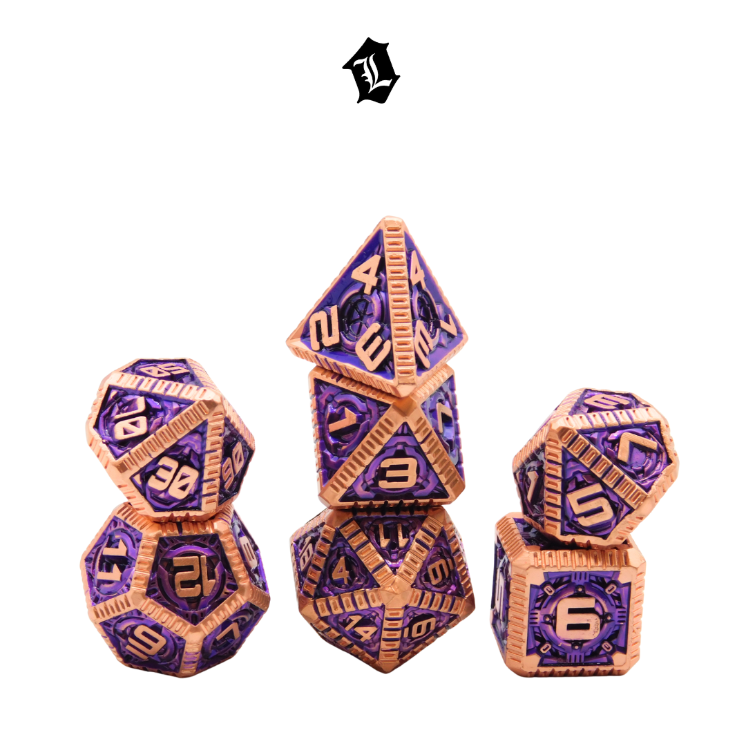 [VIOLET COPPERFIRE] 7PC SOLID METAL DICE SET