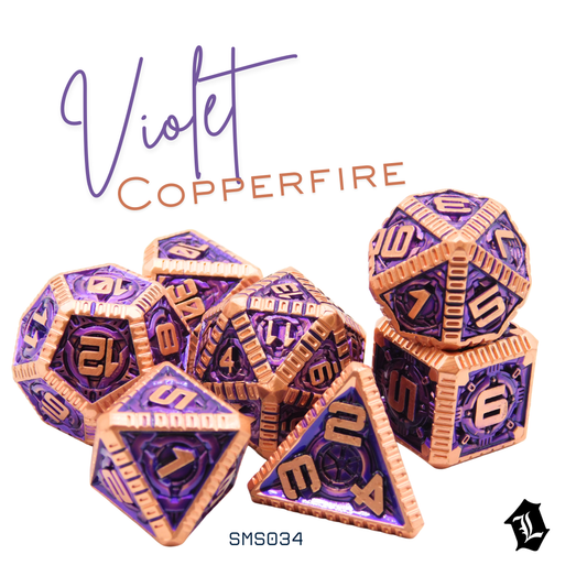 [VIOLET COPPERFIRE] 7PC SOLID METAL DICE SET