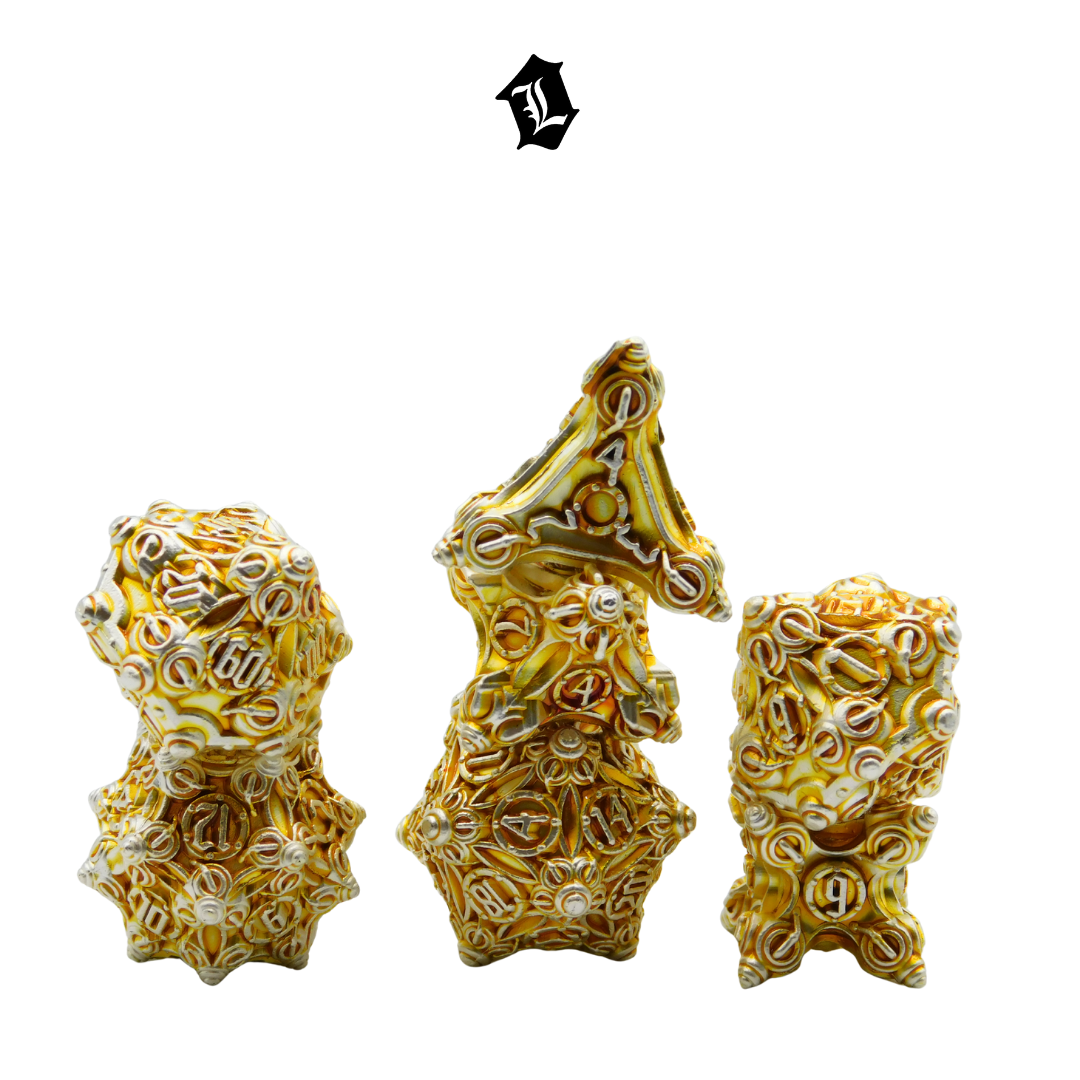 [GOLDEN MONARCH] 7PC SOLID METAL DICE SET