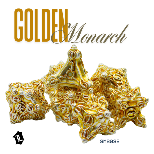 [GOLDEN MONARCH] 7PC SOLID METAL DICE SET