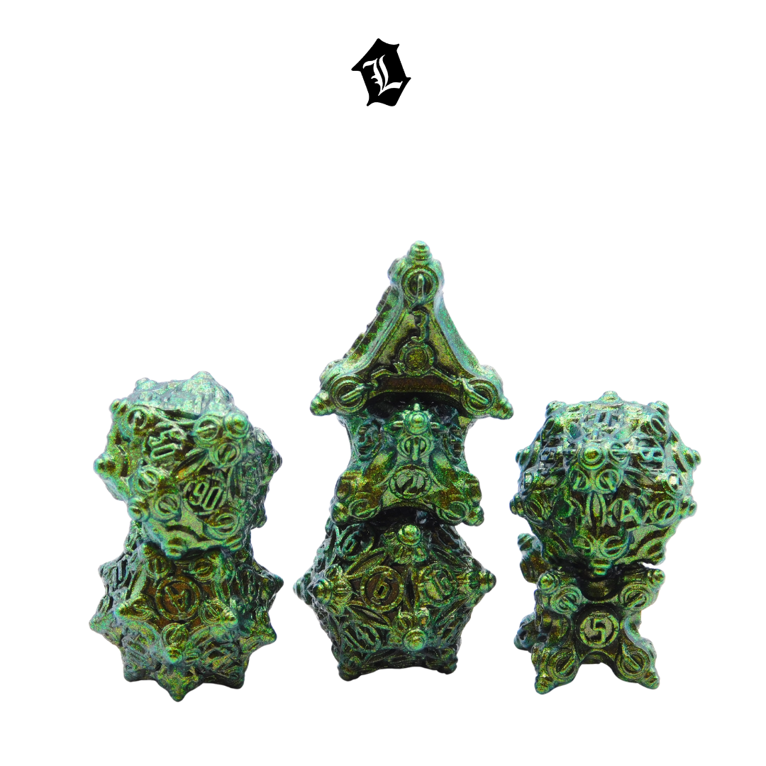 [FABLED FOREST] 7PC SOLID METAL DICE SET [DUAL CHROME]