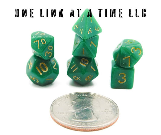 SHIMMER DARK GREEN 7PC ACRYLIC MINI DICE SET