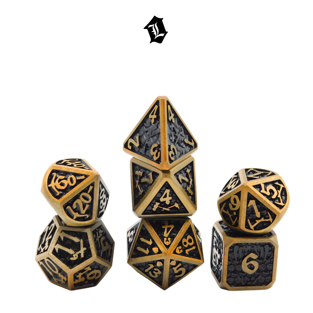 [GOLDEN VENOM] 7PC SOLID METAL DICE SET