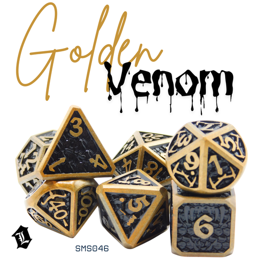 [GOLDEN VENOM] 7PC SOLID METAL DICE SET