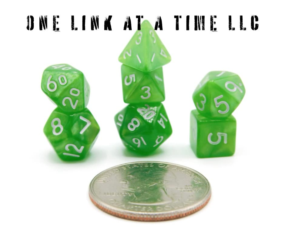 LIGHT GREEN 7PC ACRYLIC MINI DICE SET