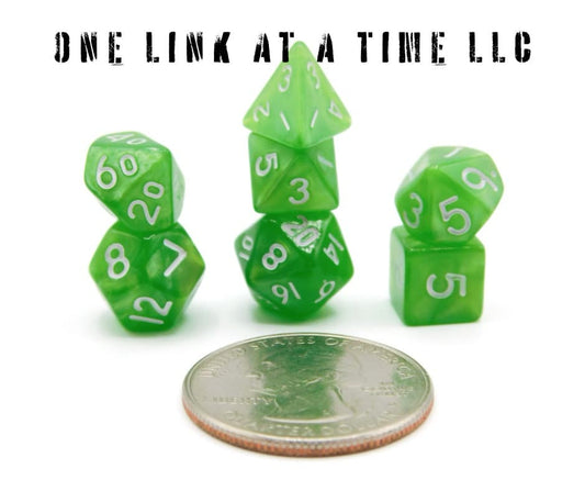 LIGHT GREEN 7PC ACRYLIC MINI DICE SET