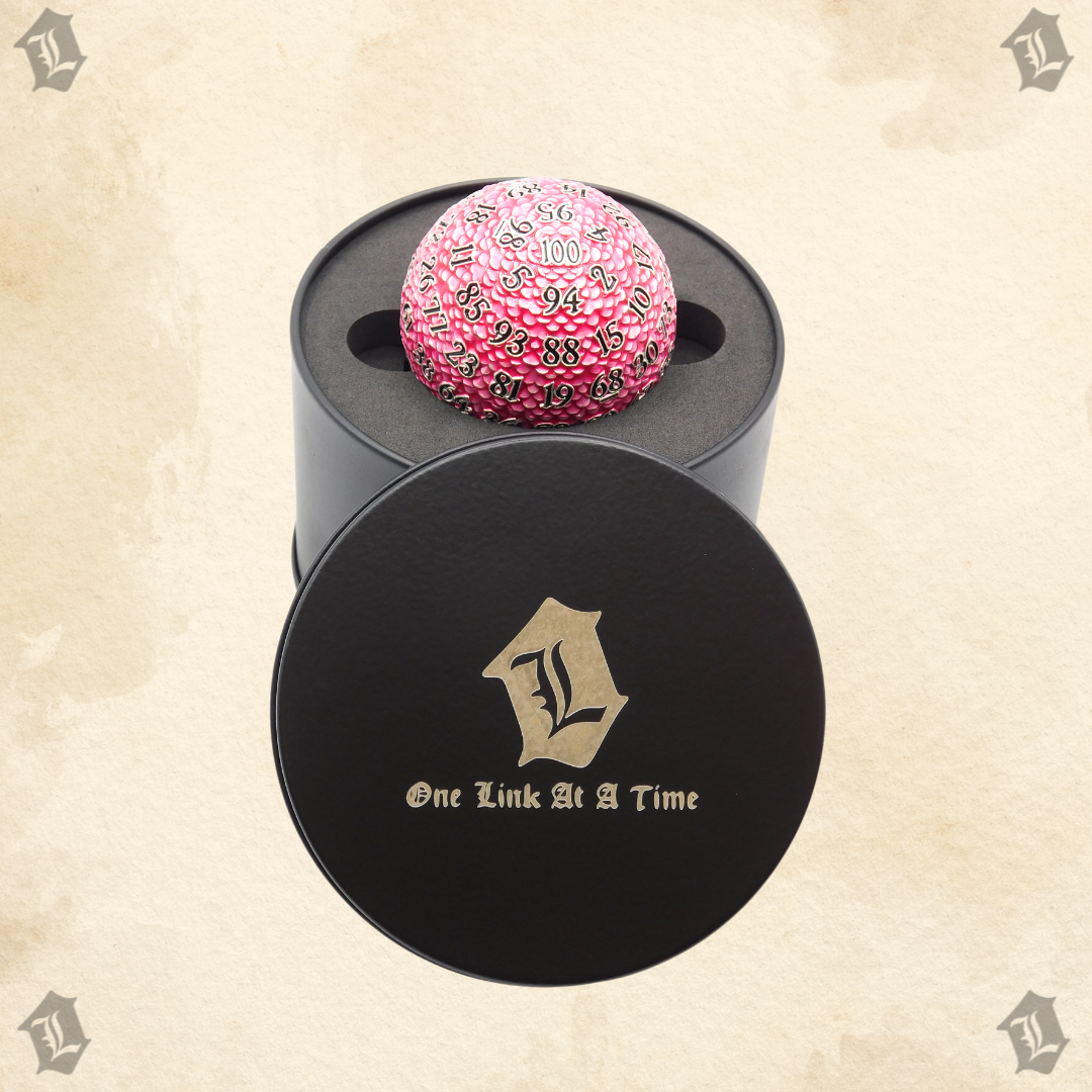 PINK DRAGON SCALE SOLID METAL D100