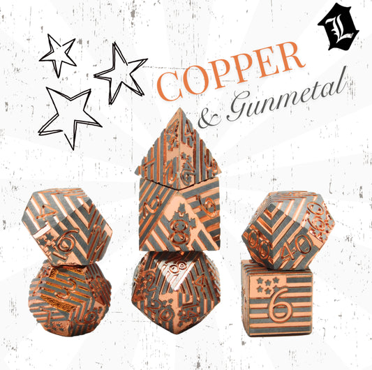 [FLAGS - COPPER & GUNMETAL] SOLID METAL DICE SET