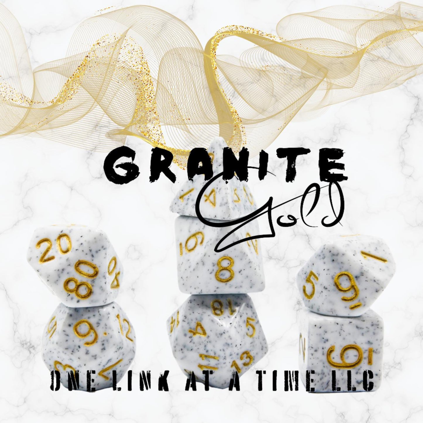 [GRANITE GOLD] ACRYLIC DICE SET