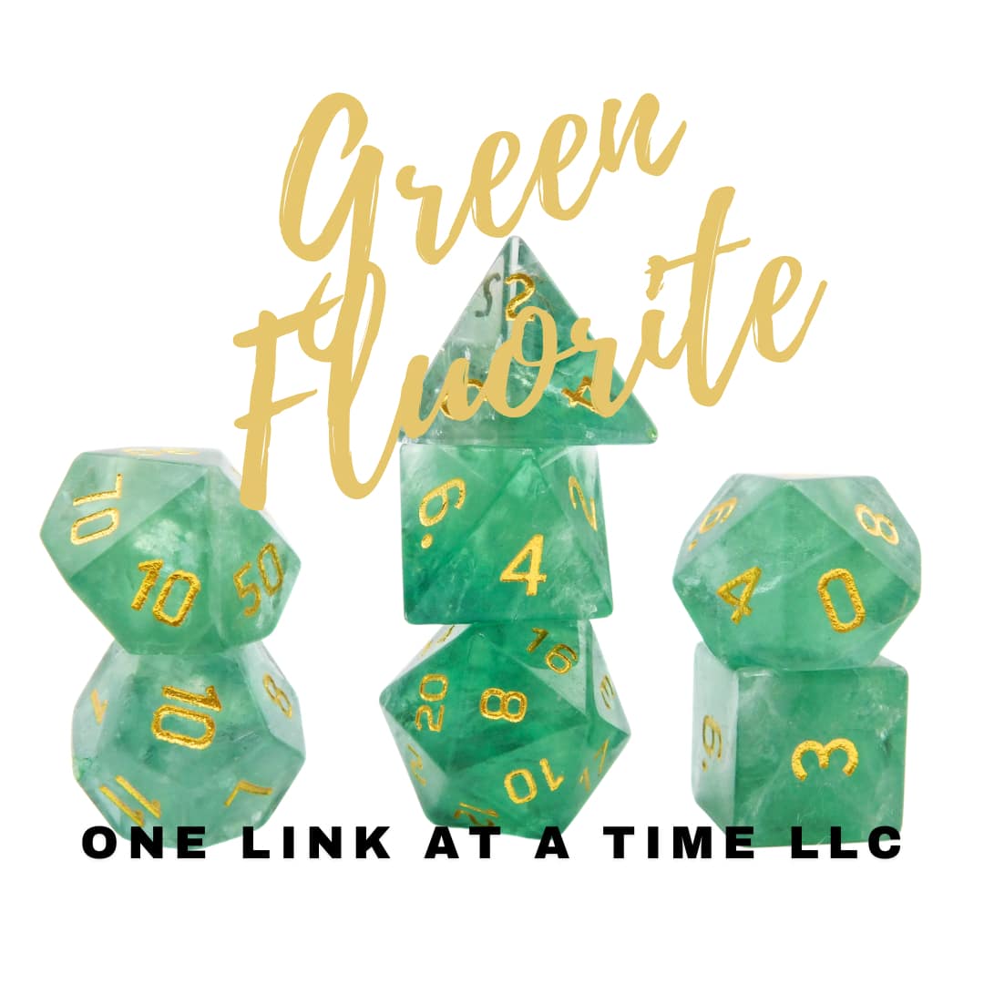 GREEN FLUORITE 7PC DICE SET
