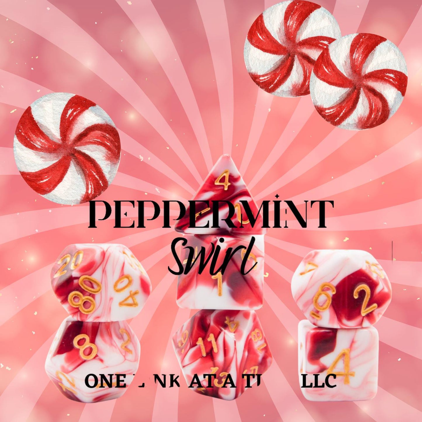 [PEPPERMINT SWIRL] ACRYLIC DICE SET