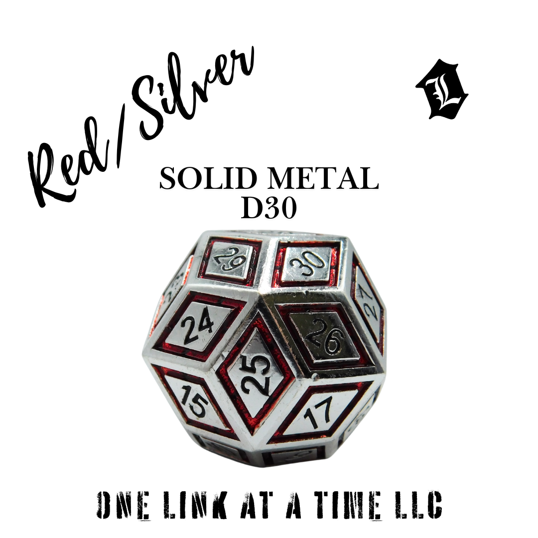 RED & SILVER SOLID METAL D30