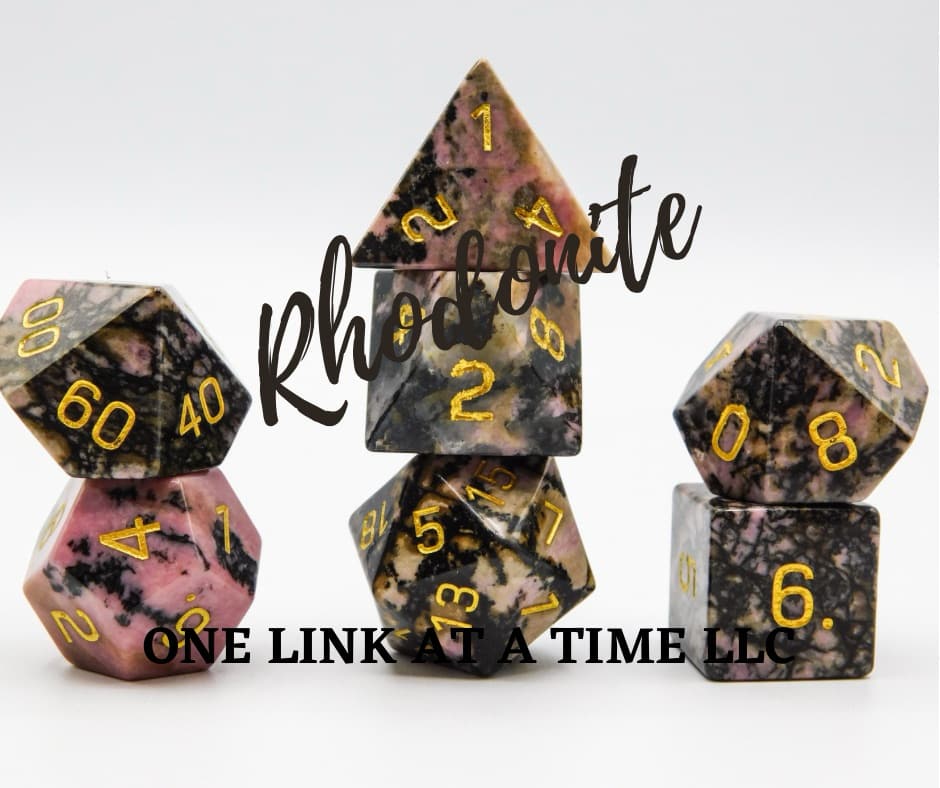 RHODONITE 7PC DICE SET
