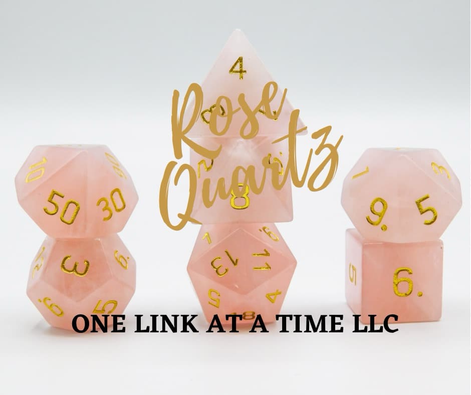 ROSE QUARTZ 7PC DICE SET