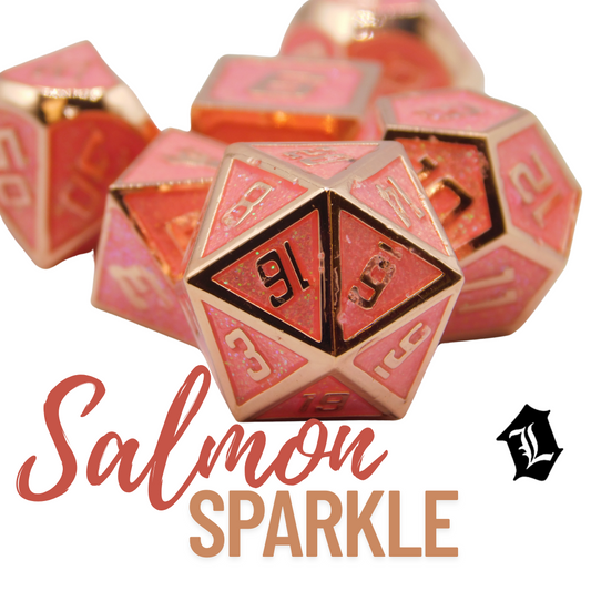 [SALMON SPARKLE] SOLID METAL DICE SET
