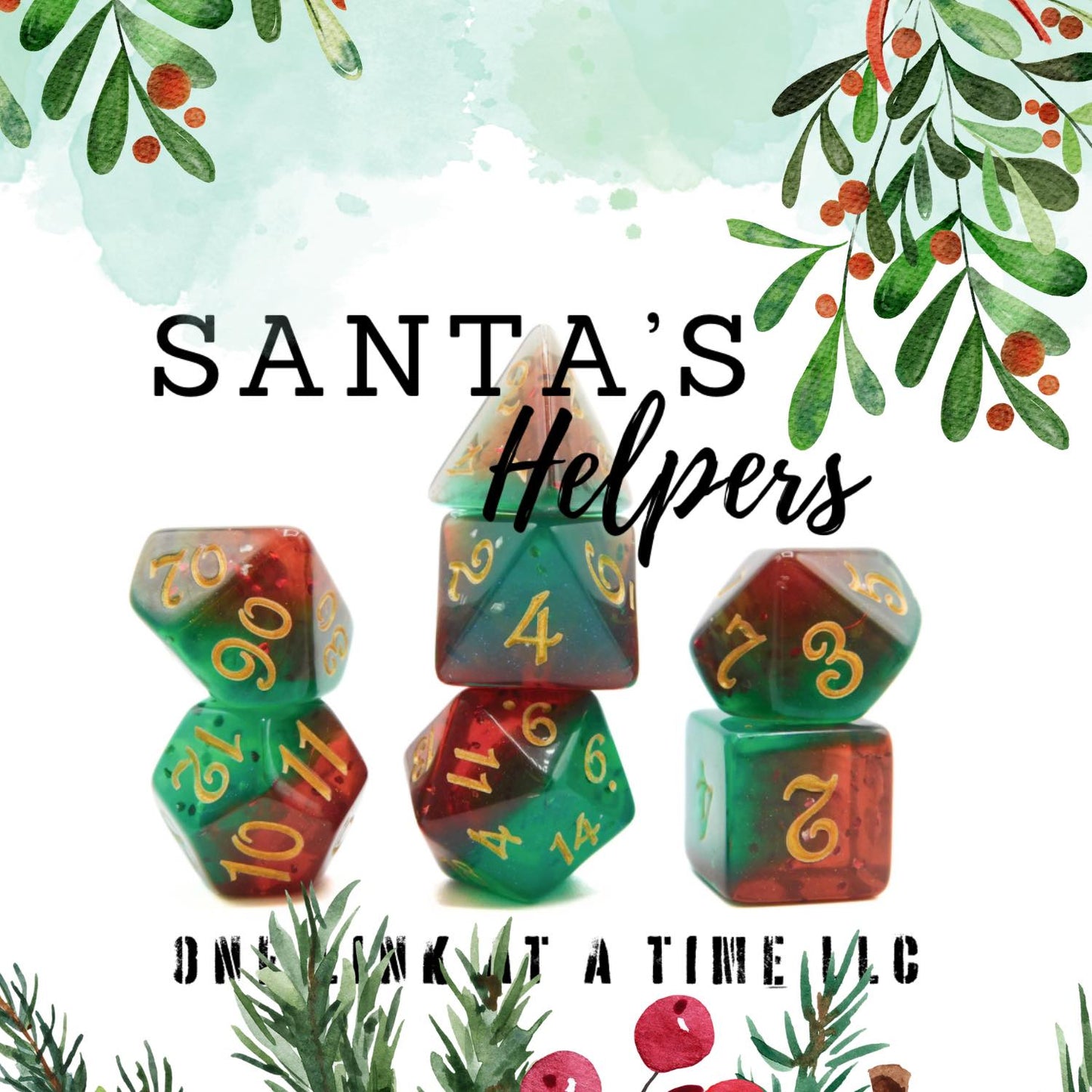 [SANTA'S HELPERS] ACRYLIC DICE SET