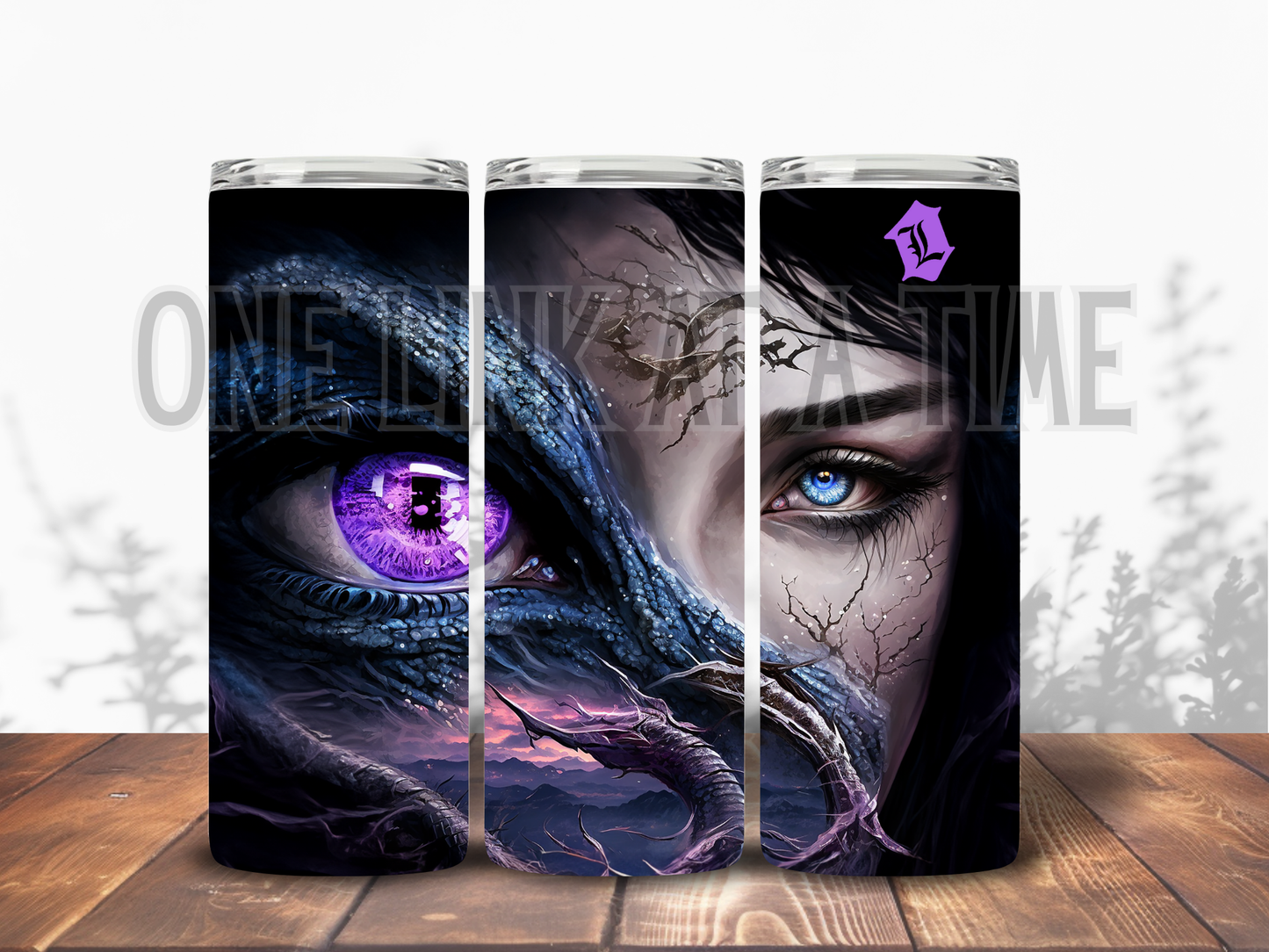 PURPLE DRAGON WOMAN EYES BRANDED 20oz TUMBLER