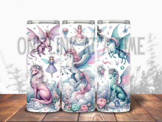 FAIRIES, UNICORNS, & DRAGONS WHIMSICAL BRANDED 20oz TUMBLER