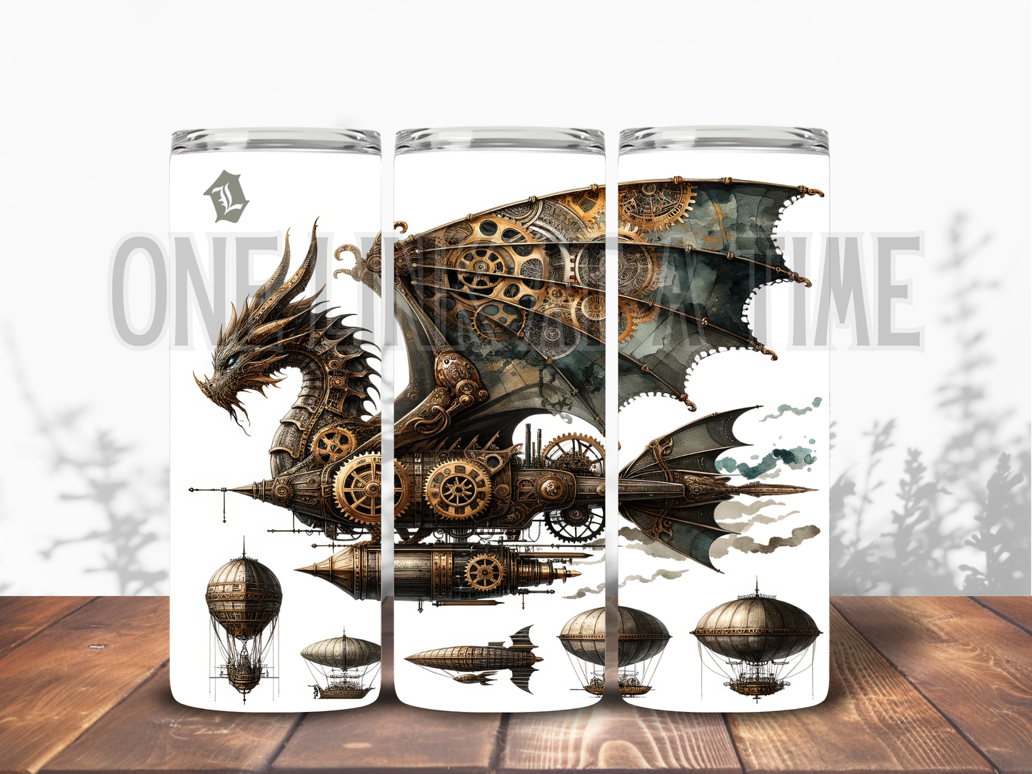 STEAMPUNK DRAGON AIR SHIP BRANDED 20oz TUMBLER