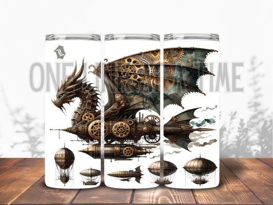 STEAMPUNK DRAGON AIR SHIP BRANDED 20oz TUMBLER