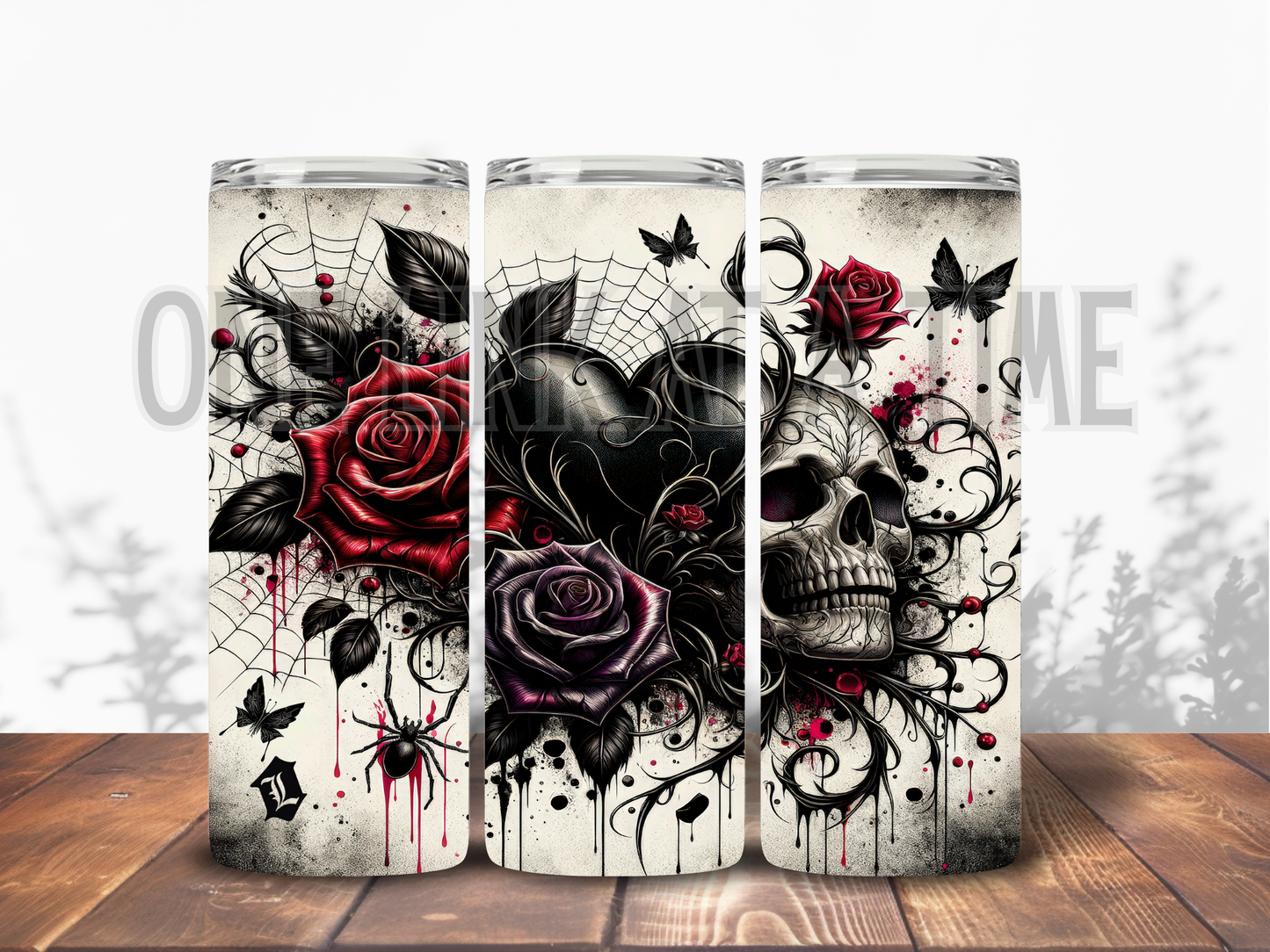 GOTHIC SKULL & ROSES BRANDED 20oz TUMBLER