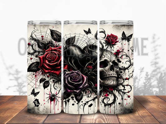 GOTHIC SKULL & ROSES BRANDED 20oz TUMBLER