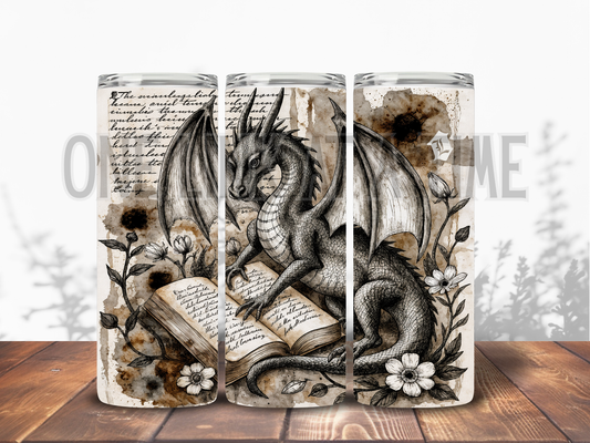 VINTAGE BOOK DRAGON SCRIPT BRANDED 20oz TUMBLER
