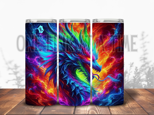 NEON TIE-DYE DRAGON BRANDED 20oz TUMBLER