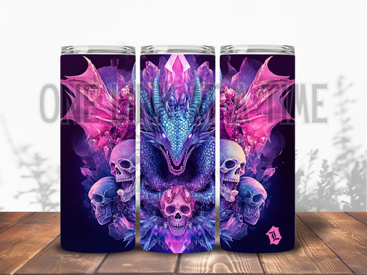 PINK/PURPLE DRAGON WITH SKULLS BRANDED 20oz TUMBLER