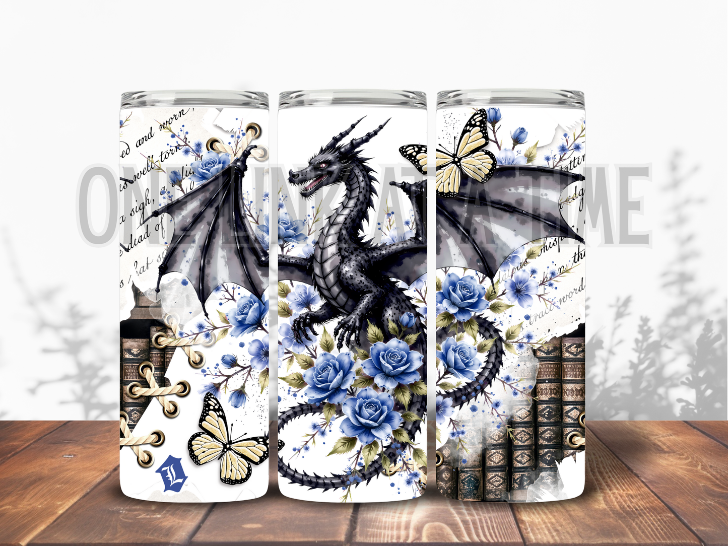 BLUE & YELLOW BOOK DRAGON BRANDED 20oz TUMBLER