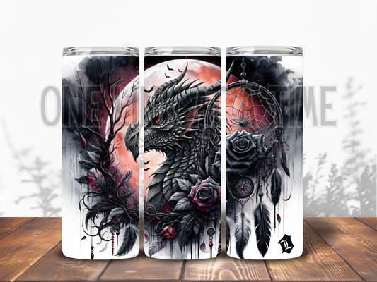 RED MOON DRAGON WITH FEATHERS BRANDED 20oz TUMBLER