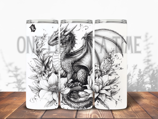 PAPER WHITE FLOWERS & DRAGON BRANDED 20oz TUMBLER