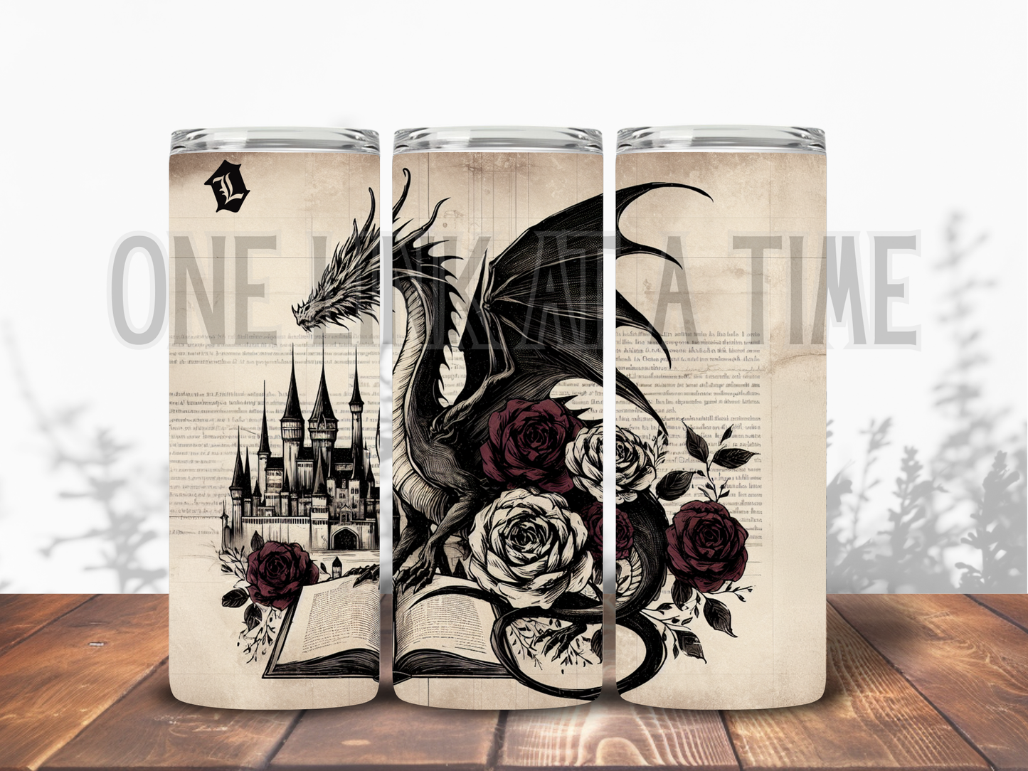 BOOK DRAGON WITH CASTLE DRAGON BRANDED 20oz TUMBLER