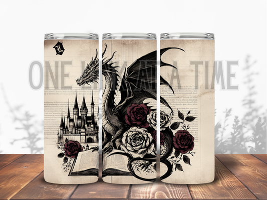 BOOK DRAGON WITH CASTLE DRAGON BRANDED 20oz TUMBLER