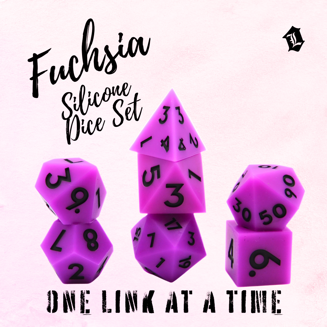 FUCHSIA SILICONE 7PC DICE SET
